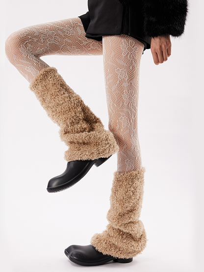 Fuzzy Flared Leg Warmer Socks Y2K