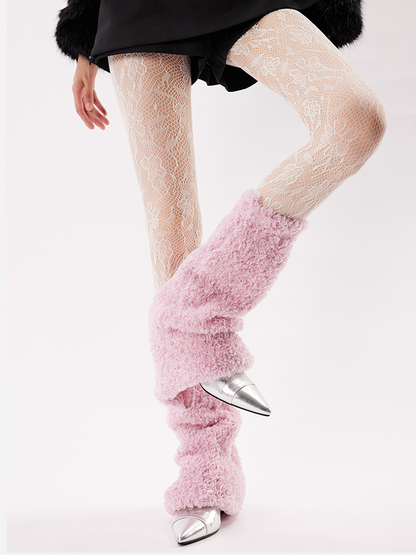 Fuzzy Flared Leg Warmer Socks Y2K