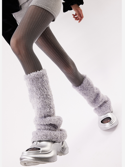 Fuzzy Flared Leg Warmer Socks Y2K