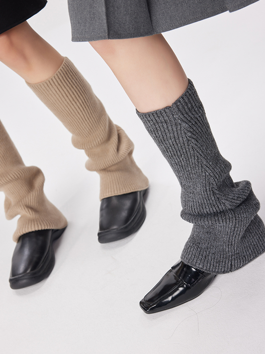 Office Retro Y2K Preppy Chic Leg Warmers Ribbed Knitted Long Knee High