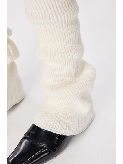 Office Retro Y2K Preppy Chic Leg Warmers Ribbed Knitted Long Knee High