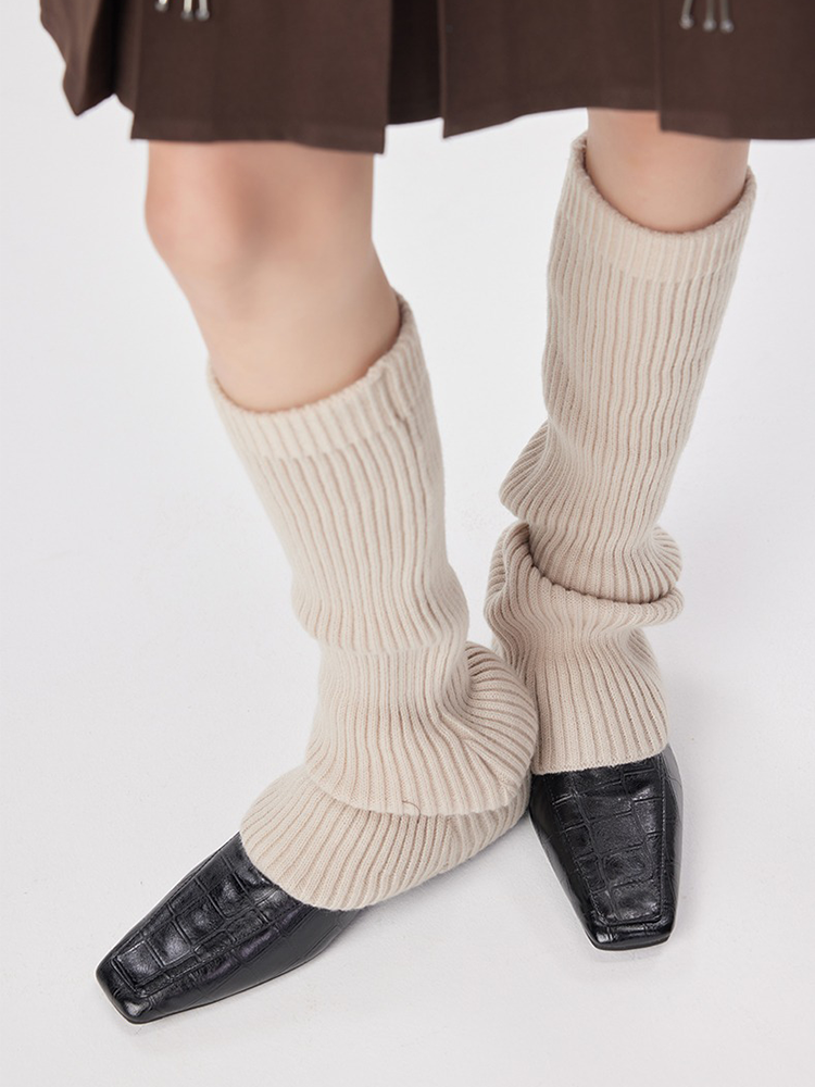 Retro Preppy Chic Ballet Leg Warmers Lady's Ankle Ribbed Knitted Socks