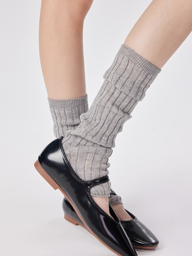 Retro Preppy Chic Ballet Leg Warmers for Women Ankle Ribbed Knitted