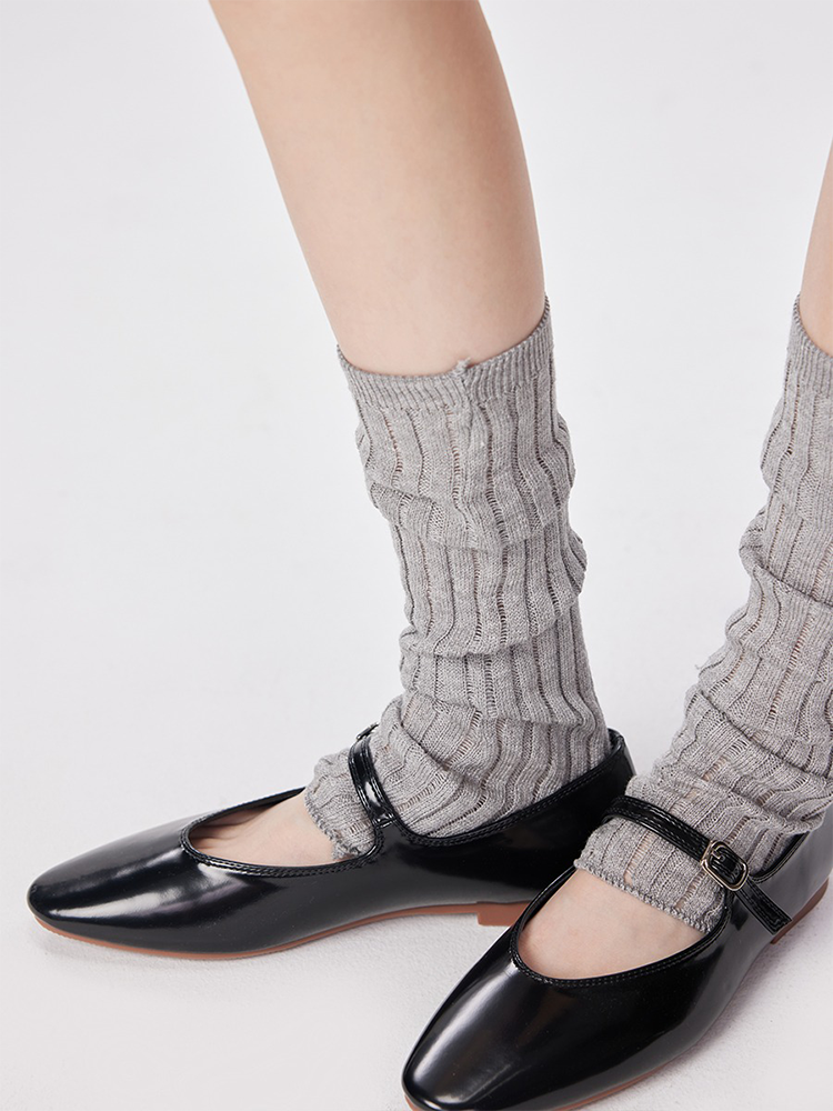 Retro Preppy Chic Ballet Leg Warmers for Women Ankle Ribbed Knitted