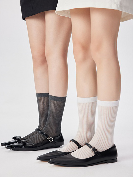 Women's Striped Socks Mid-Length Cotton Ankle Light Summer