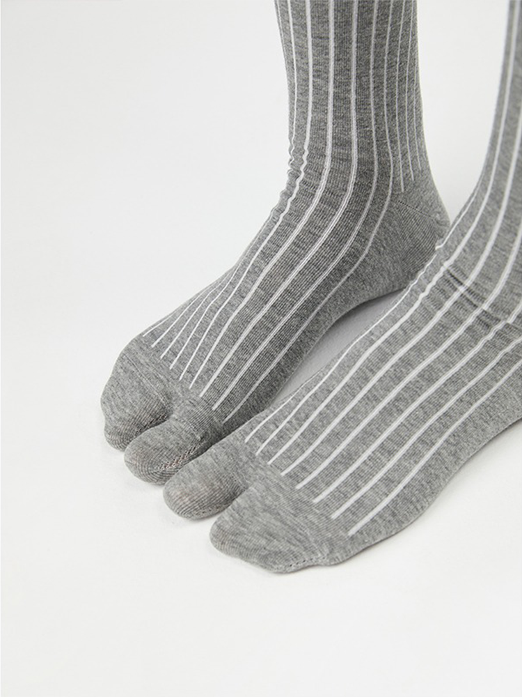 Tabi Socks Pairs of Crew Split Toe for Women Breathable Stripe Mid-Length Ankle